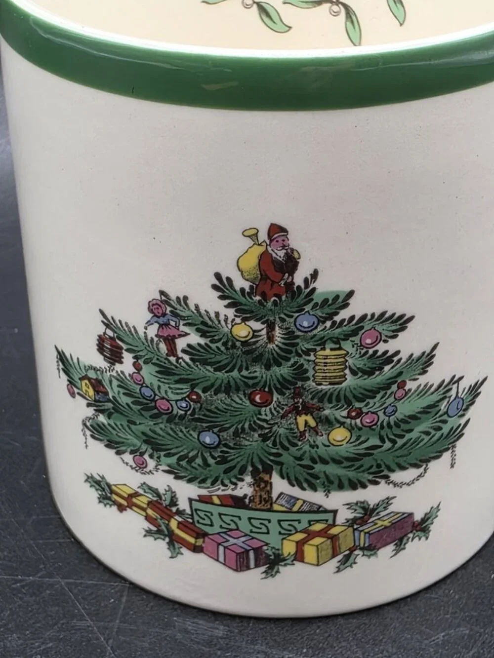 Vintage Spode Christmas Tree Mug Coffee Cup From England Santa Claus Porcelain